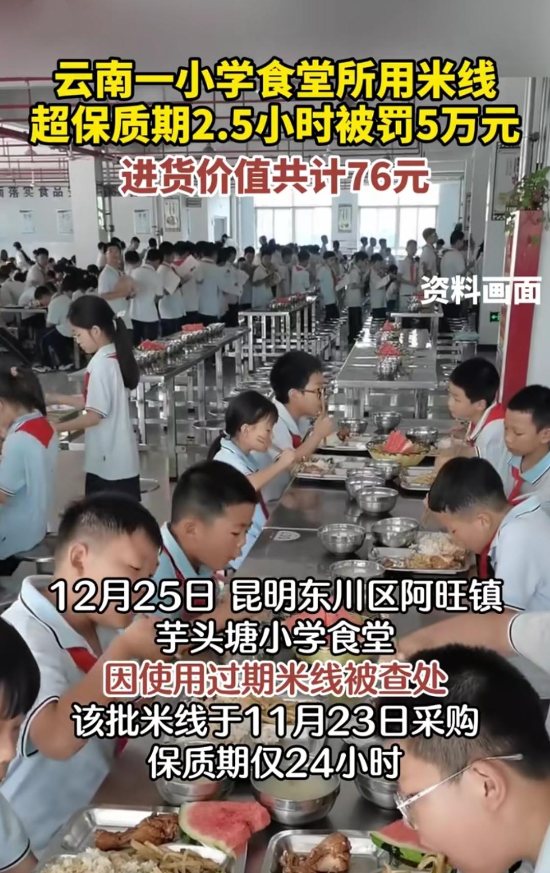 云南某小学食堂火了，不是因为饭菜香，而是一笔让人咋舌的罚款：一批进货价才76块的