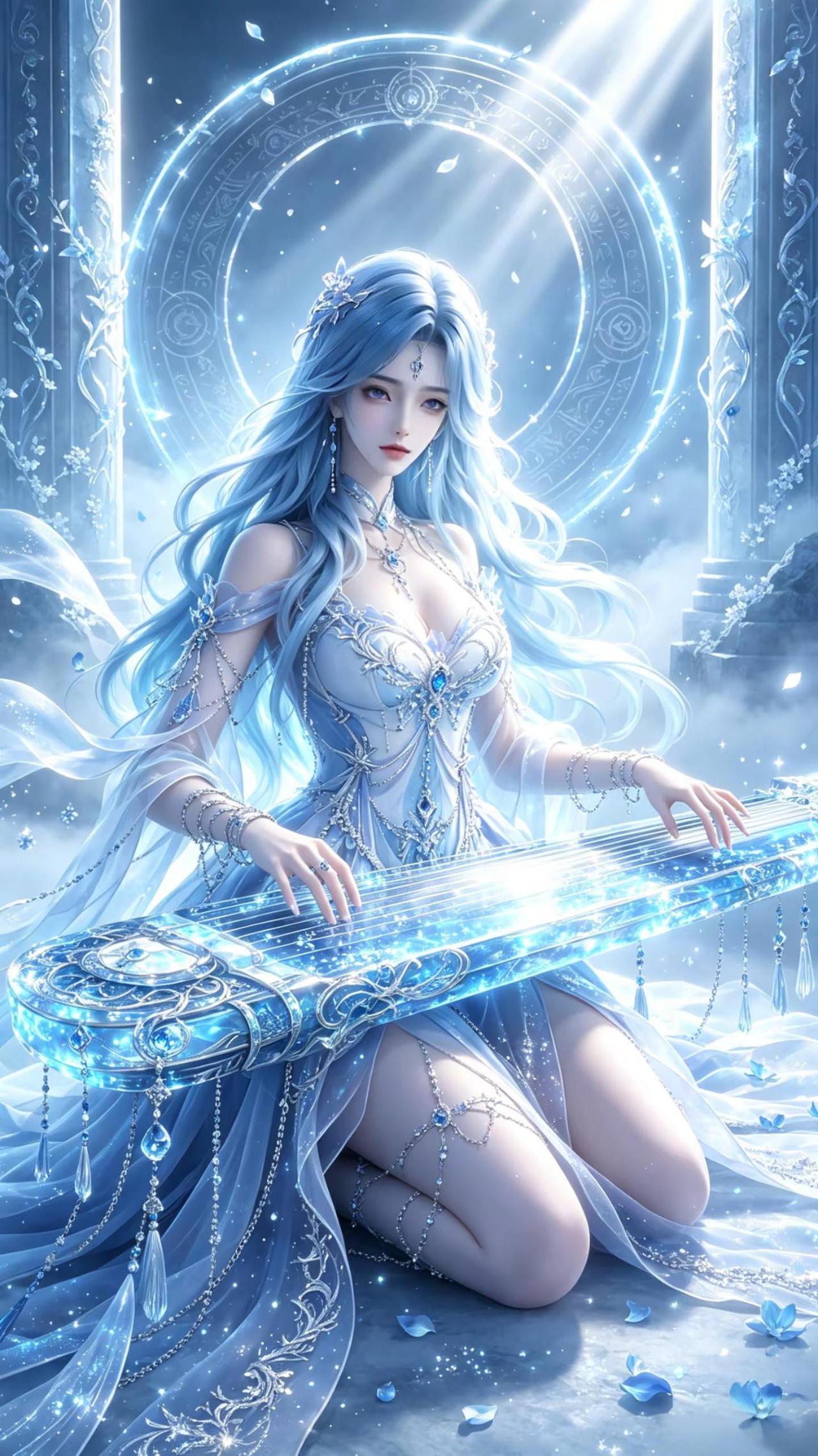 一曲清弦，惊落凡尘。完美世界ai创作国漫女神国漫女神壁纸
