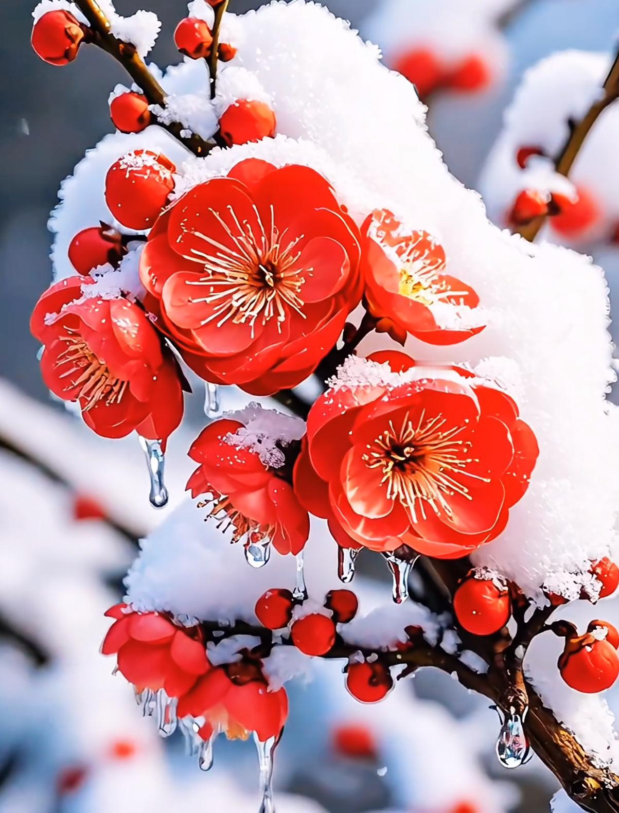 上联：雪吻梅花醉下联：风梳柳叶痴