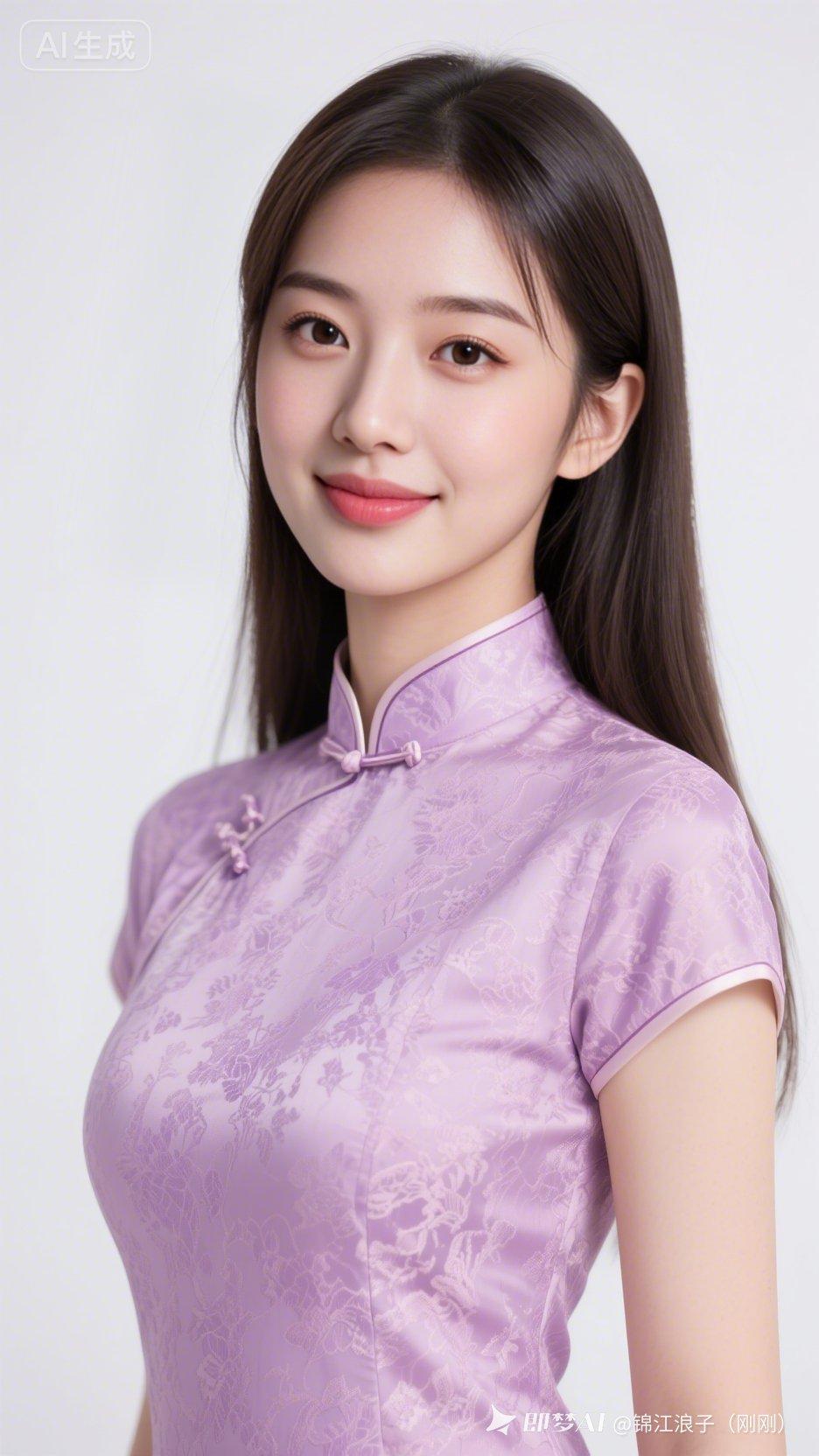 优雅紫旗袍，尽显东方韵味！🌸💕