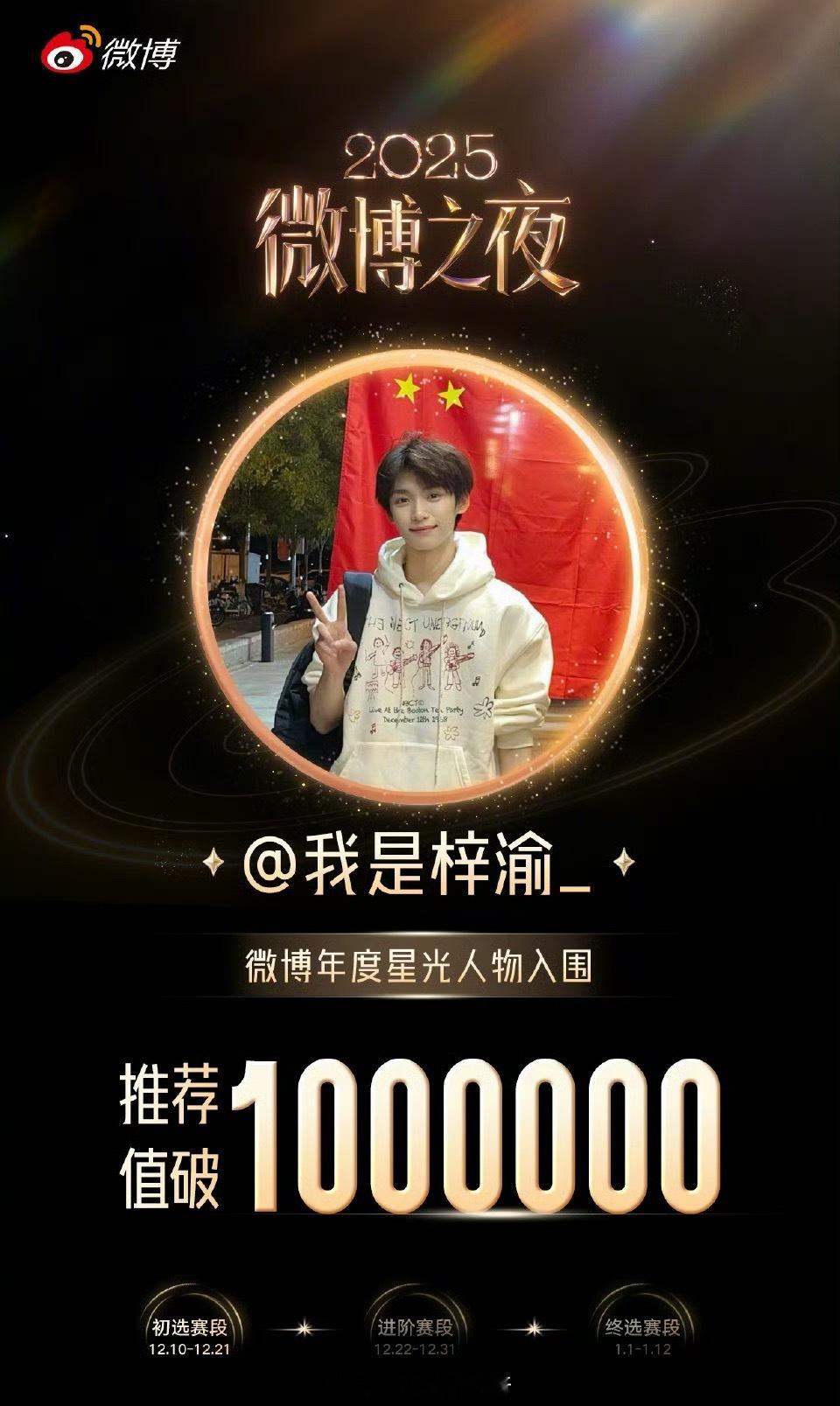 梓渝田栩宁星光人物初选赛推荐值破100万