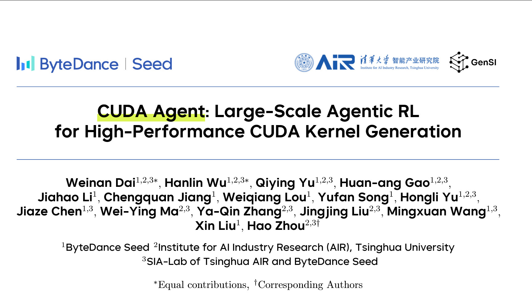 字跳刚发了个专门用来写CUDA内核的Agent：CUDAAgent,以后