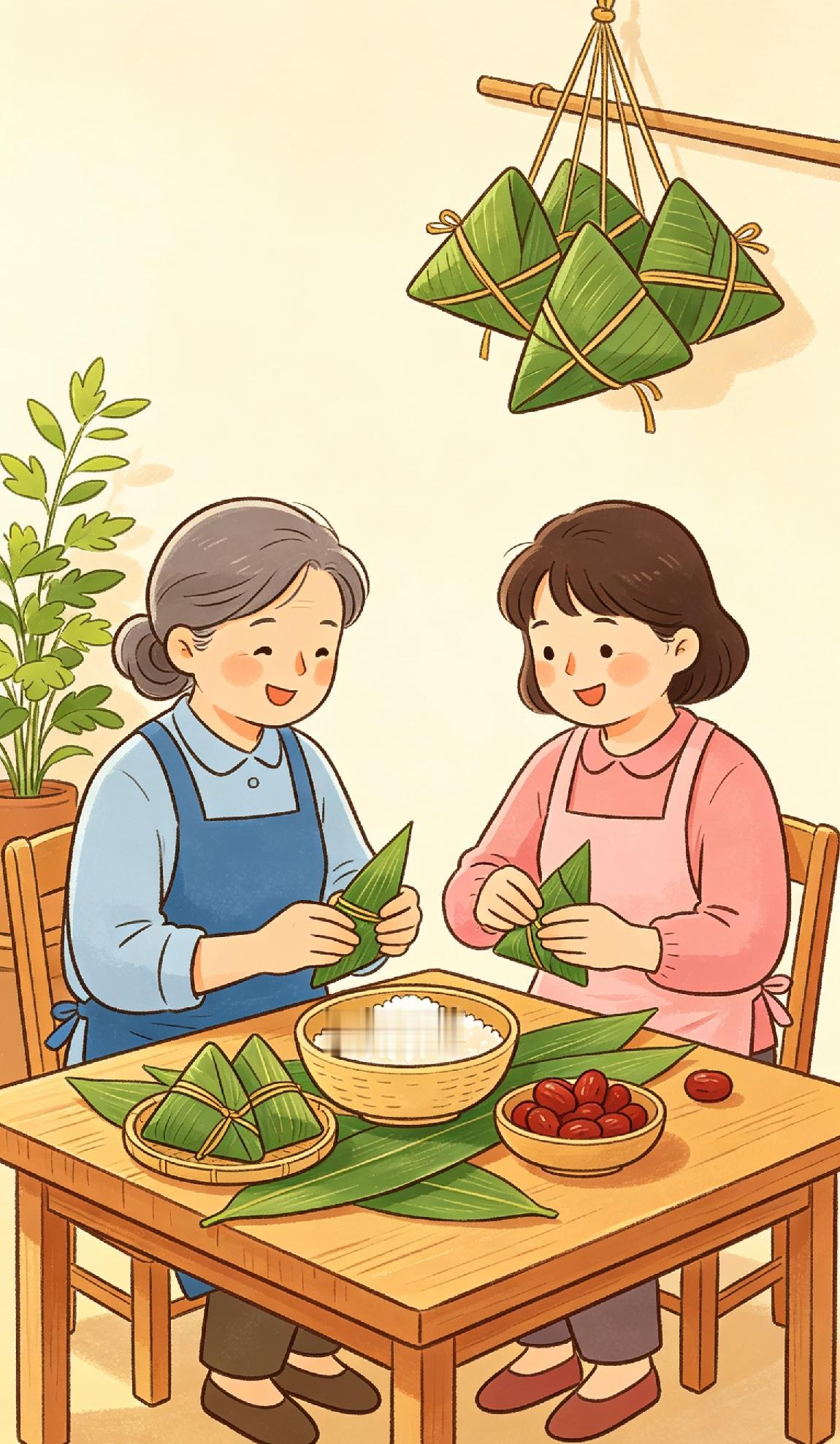 婆婆听到我妈后天来扫节，准备明天下午包肉粽子给我妈。中午吃的时候，我告诉婆婆初