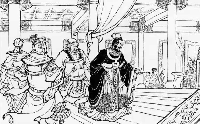 唐昭宗过寿，在椒兰殿大宴群臣。梁王朱温带领铁枪将、葛从周全副披挂怒冲冲上到殿来。