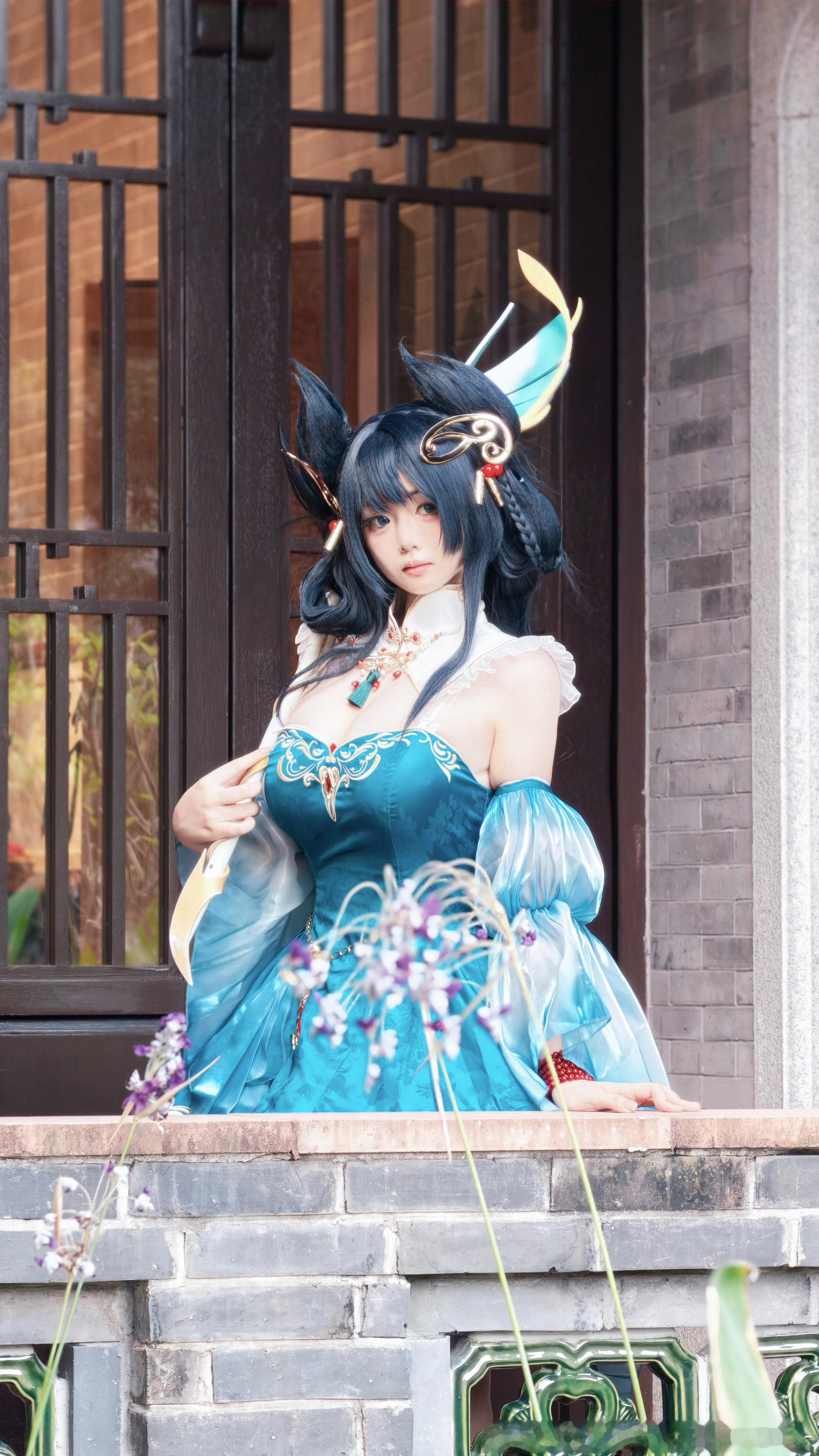vivo王者荣耀公孙离离恨烟cosplay手机摄影烟染青檐，纸伞轻旋。离恨烟中