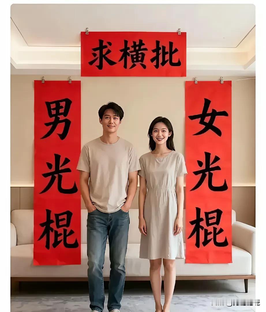 有一副对联，上联下联都写了，就是横批空了很久了，求高手出招！上联:男光棍下联