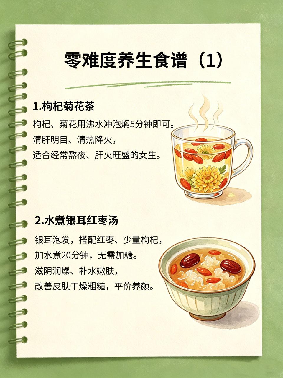 零难度养生食谱，手残党也能会很多女生想养生，但不会做饭、没时间烹饪，常常半途而