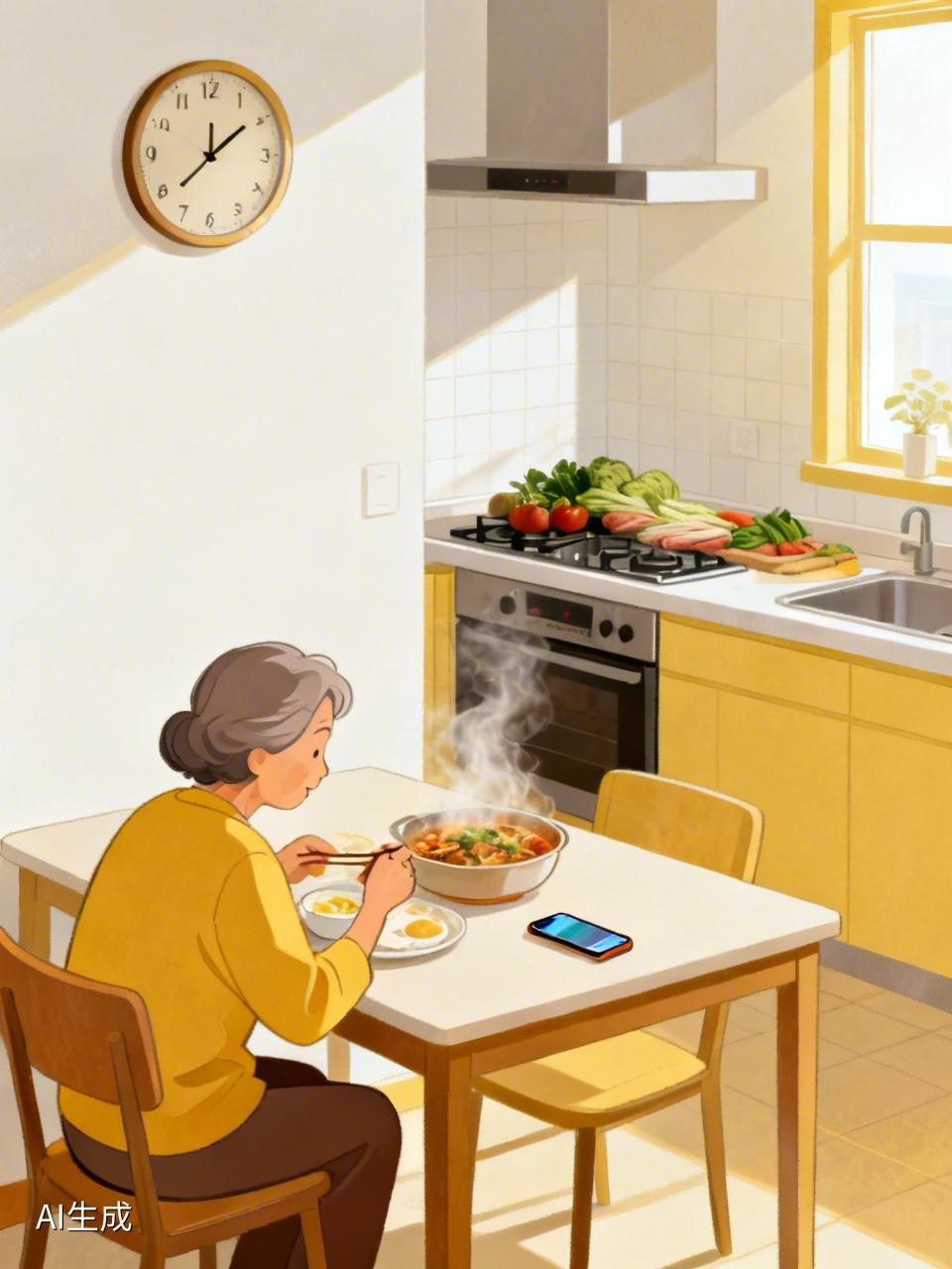 婆婆天天早睡早起，冬天五点多天不亮就起来了，刚起来如果不饿一般不会马上做饭，先泡