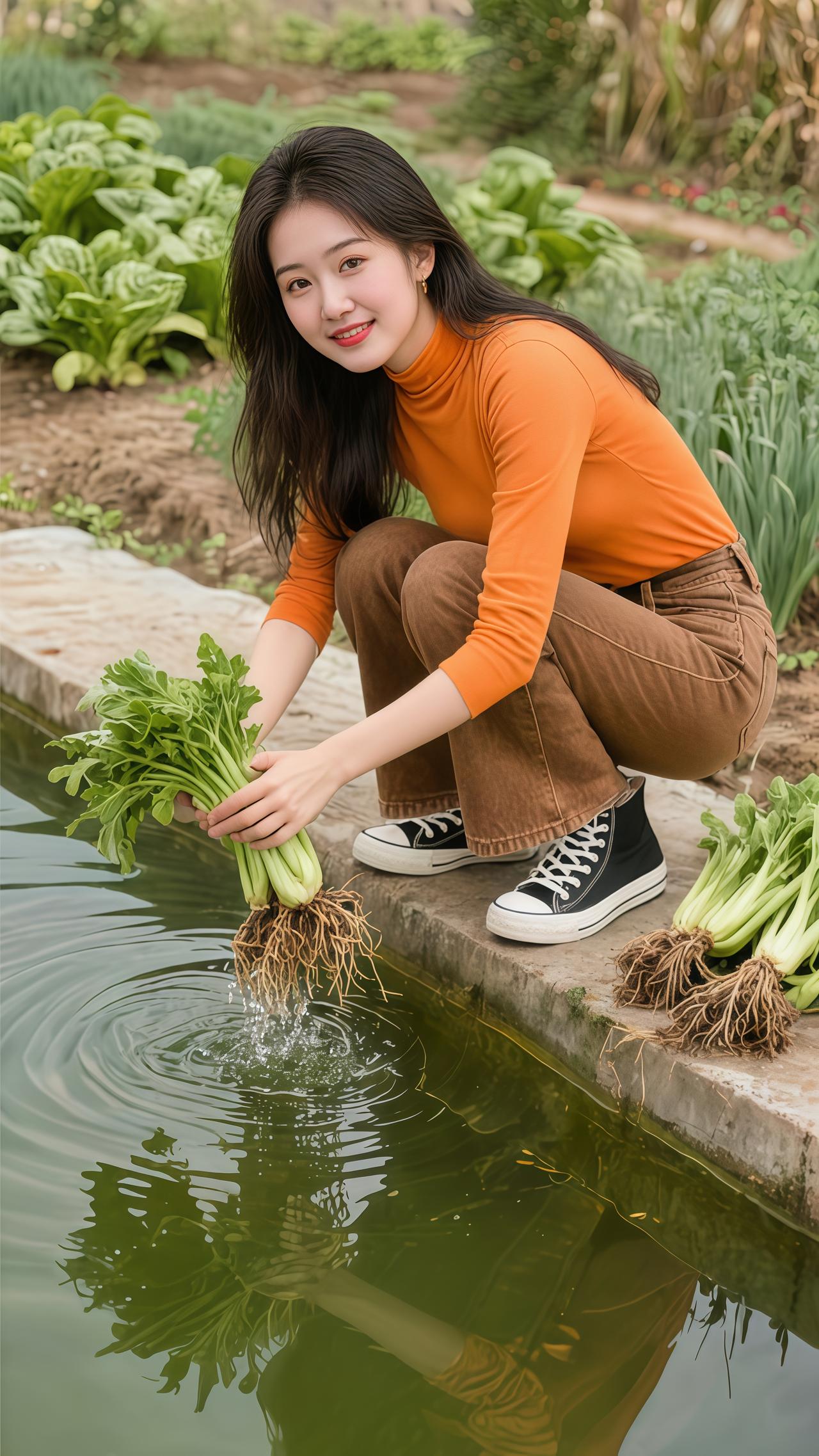 我的农村生活甜系女孩田园生活乐趣多摘菜