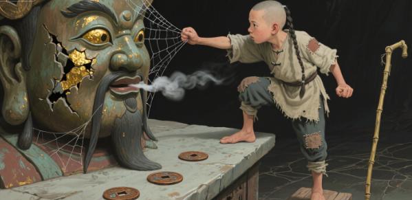 光绪年间，有一老汉，供了一辈子财神却活活穷死，他儿子气不过，直接对着财神的脸就撒