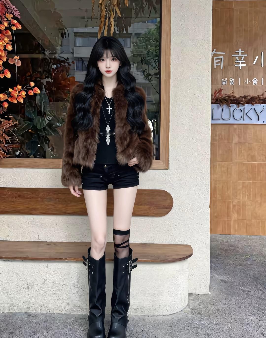 时尚甜酷风穿搭，毛绒外套+短靴，超有范儿！💃🏻✨
