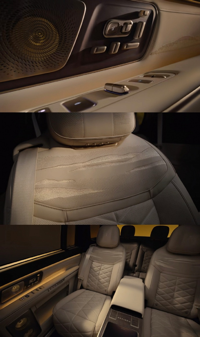 蔚来ES9内饰，用上了大量刺绣，不知道具体是什么绣法，另外有比较多的物理按键。我