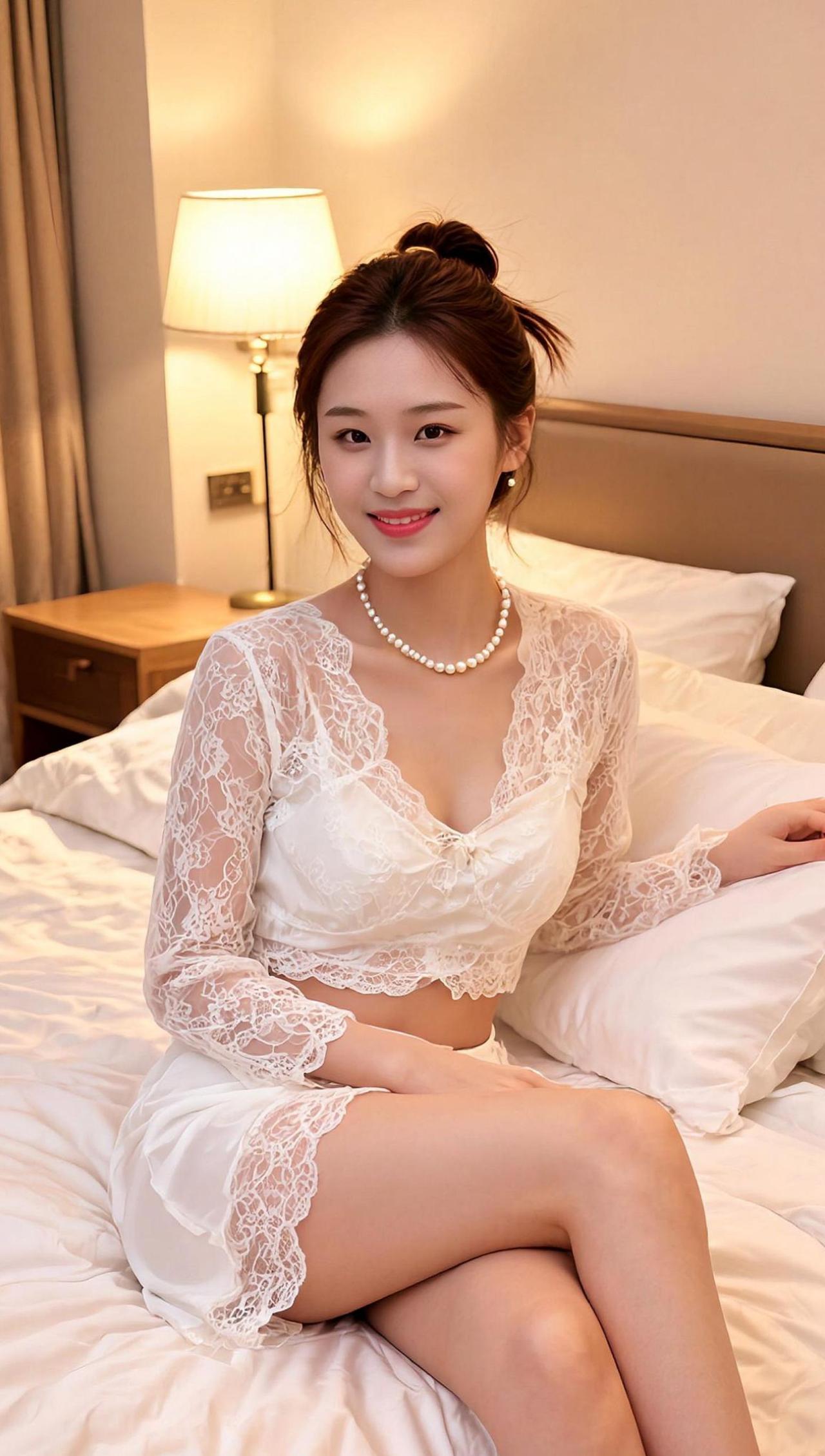 蕾丝的细腻纹理，仿佛是晨光中轻舞的精灵，为整个画面增添了一丝梦幻与浪漫。柔软的布