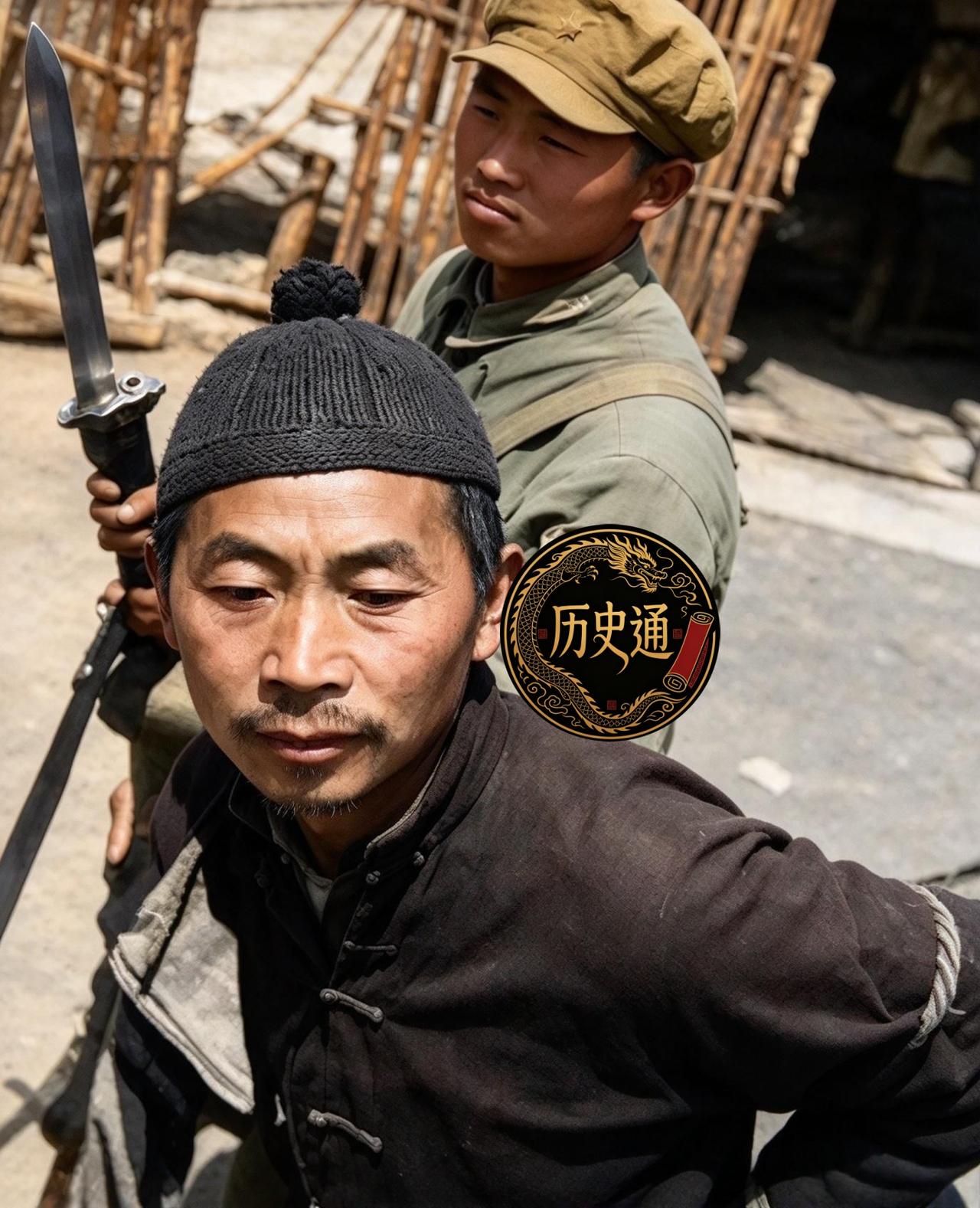 这是解放时期狡猾的悍匪陈光中被抓捕时的现场。陈光中这辈子，干过最体面的差事，是国