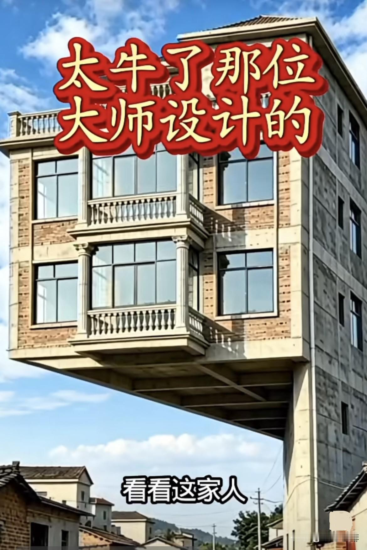 看看这家人，太牛了[赞]那位大师设计的，下面一根柱子都没有。