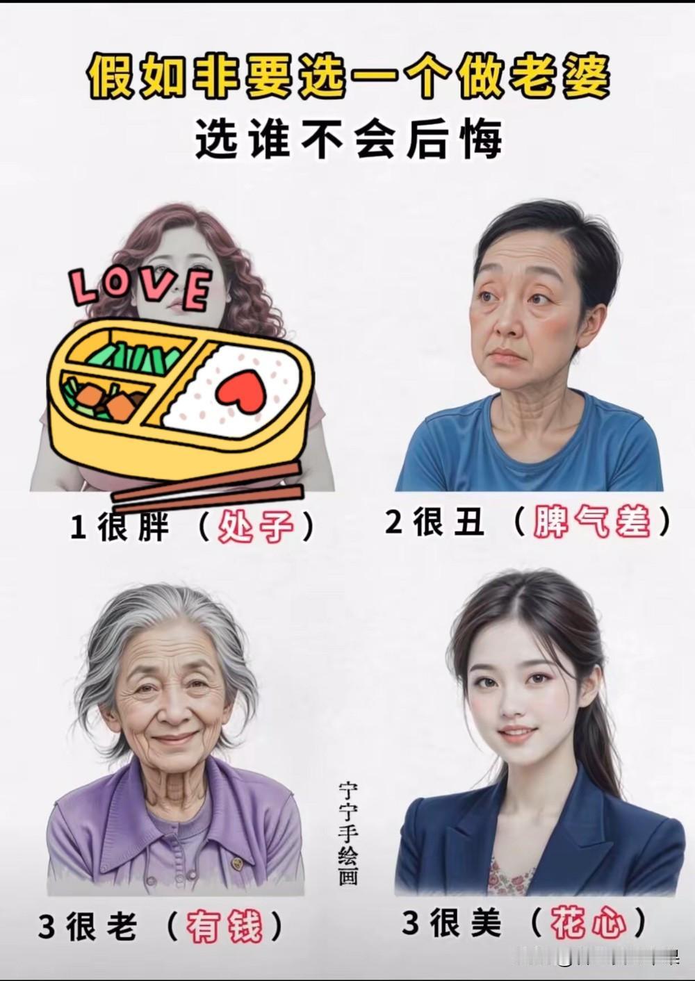 我敢打赌，99%的人，都是选四号，不接受反驳！[捂脸哭][捂脸哭][我想静静