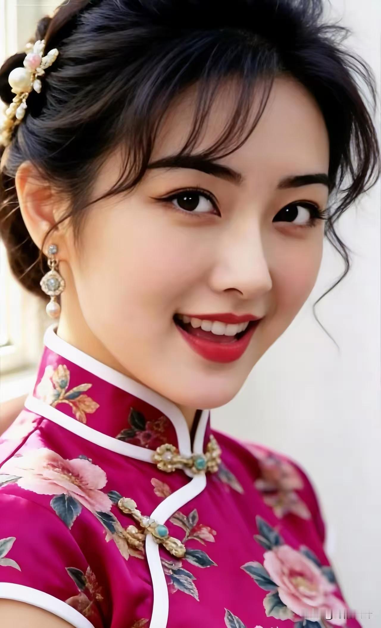 四块玉·佳人艳姿绣牡丹，红袍艳，浅笑嫣然胜春妍。珠钗轻晃流光倩，姿若仙，