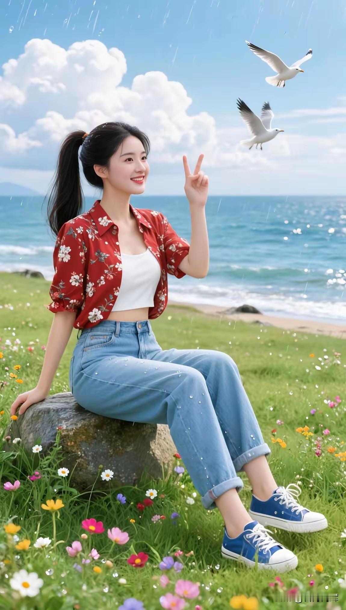 给大家分享一张超美的南海照片。盛夏的南海，碧波万顷、海天一色，美得让人心醉。7月