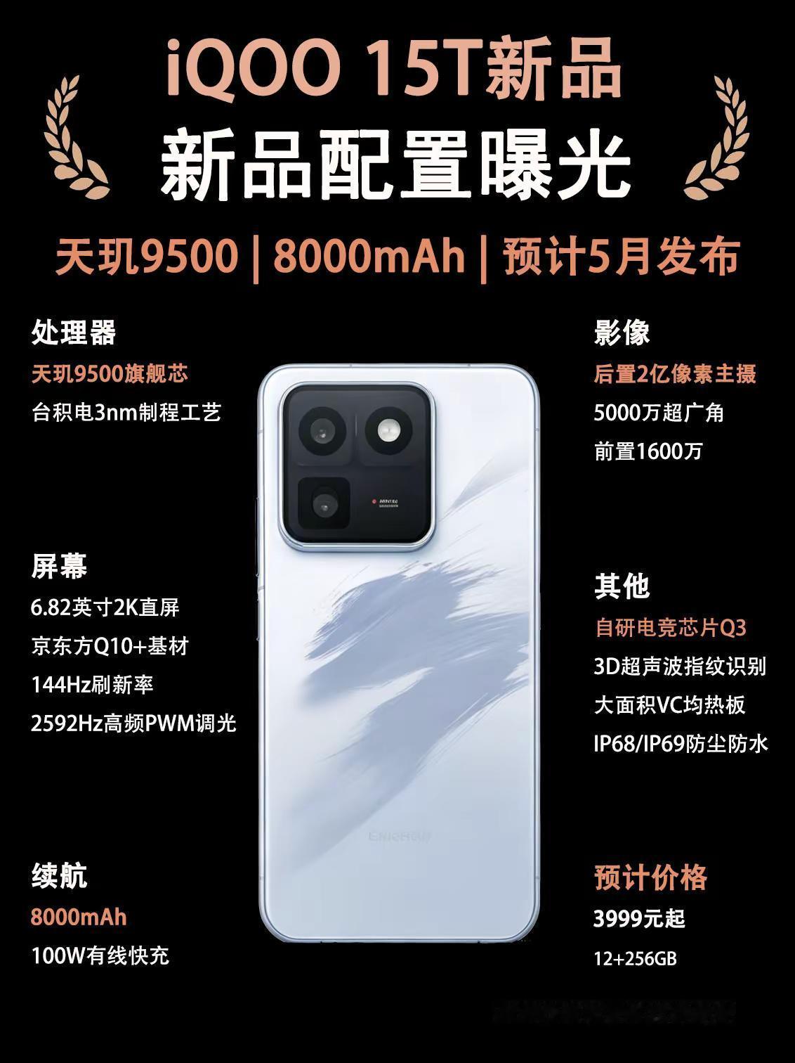 iQOO15T新品配置提前曝光。iQOO15T新品配置提前曝光，对比iQOO15