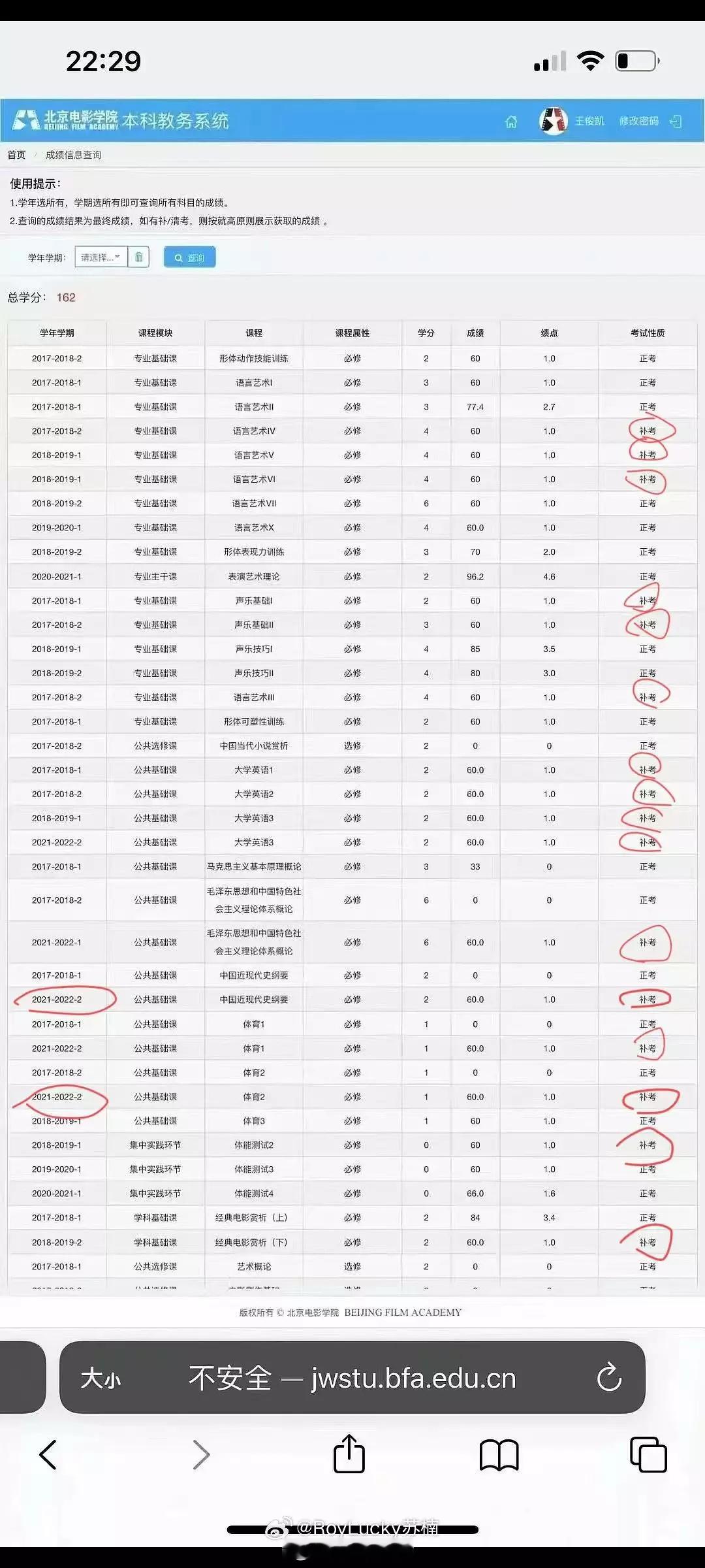 🍉网友扒出王俊凯在北电上学期间挂科16门，疑似隶属违规毕业？有没有粉丝出来帮忙