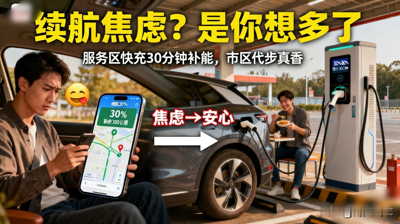 续航焦虑？是你想多了开电车回老家，300公里路程，出发前各种焦虑。结果服务区