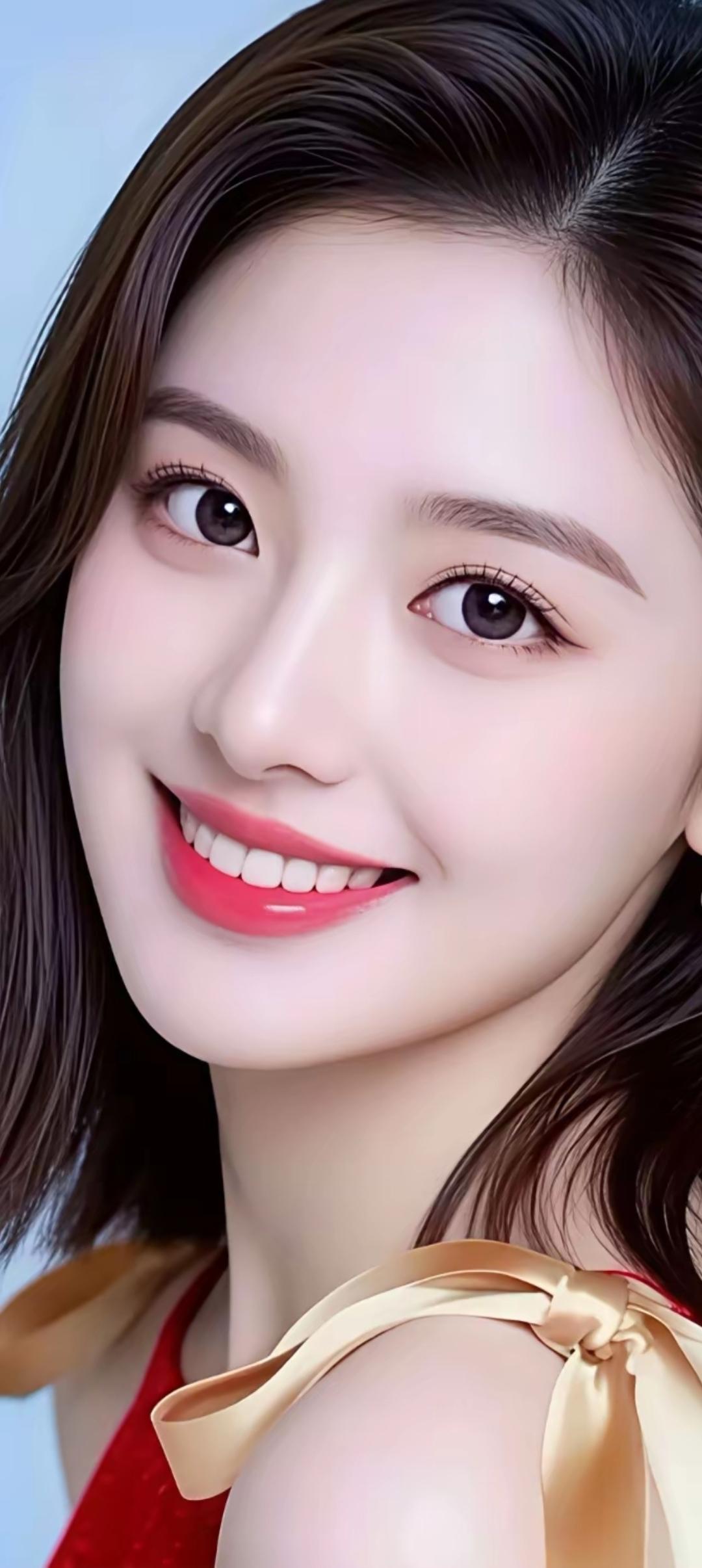 甜美笑容，红唇轻启，温柔动人！🌸💄🌸