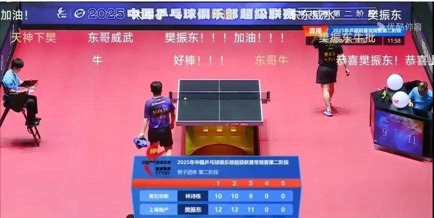 乒超联赛第二阶段樊振东3：0林诗栋3局比赛，每局都是差两分林诗栋不是没有机