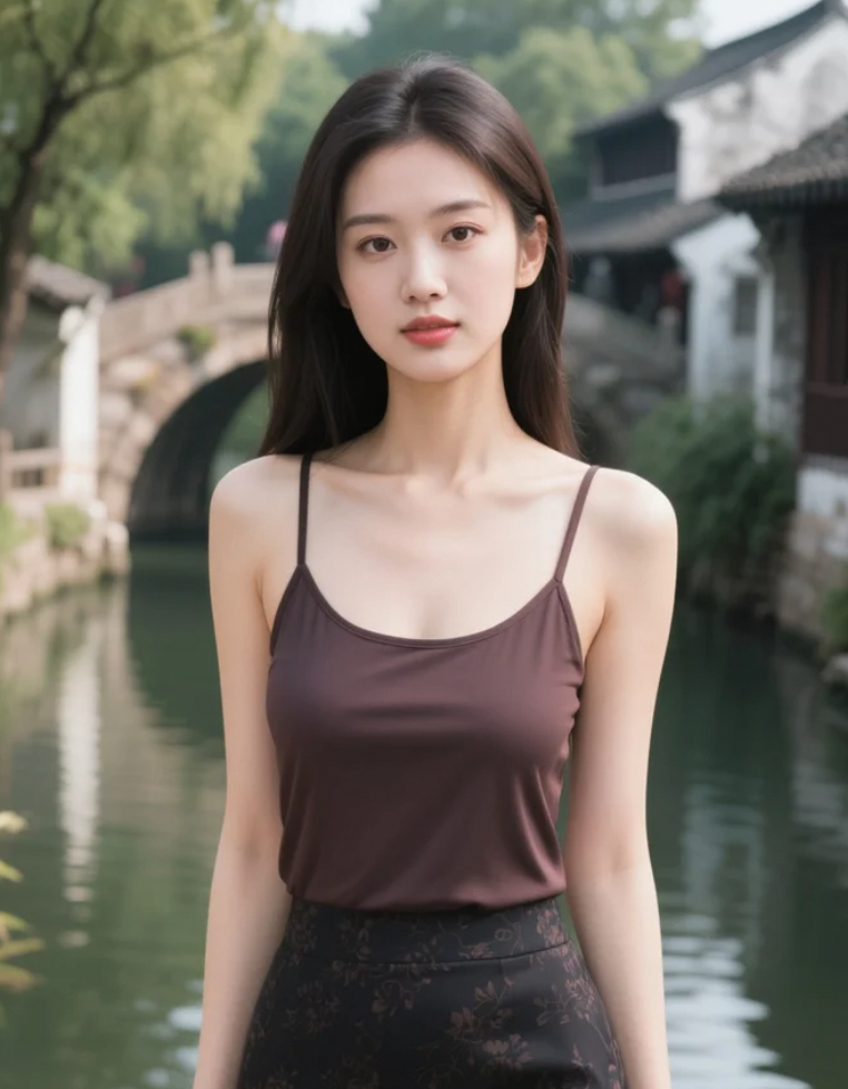 纯白花朵点缀乌黑秀发，撞出极致清纯韵味。