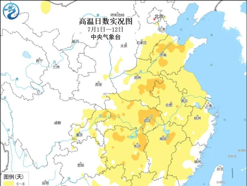 【重要天气提示】7月以来，黄淮、江淮、江汉、江南等地多高温天气，大部地区最高气温