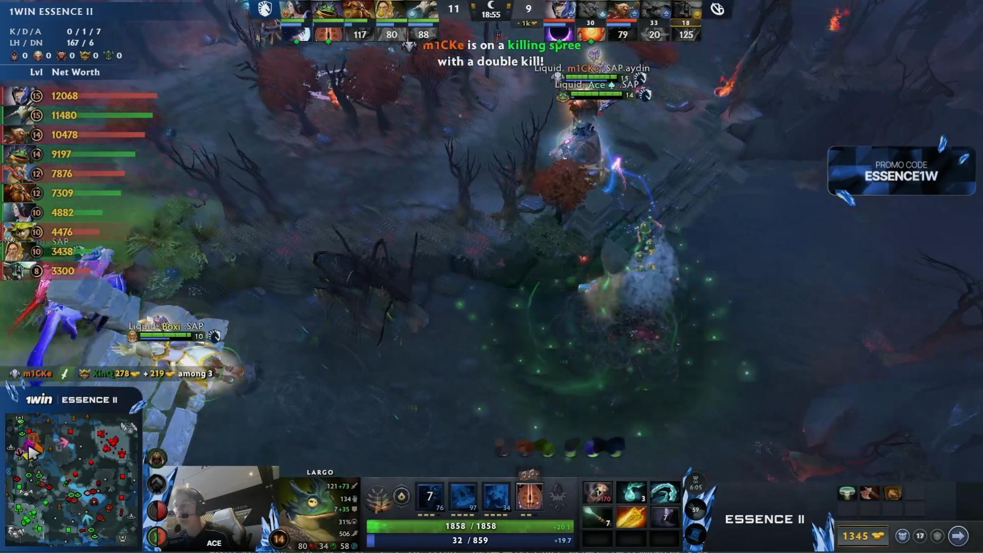 DOTA2线上赛1WEssence淘汰赛胜者组半决赛VG对阵液体战队BO3