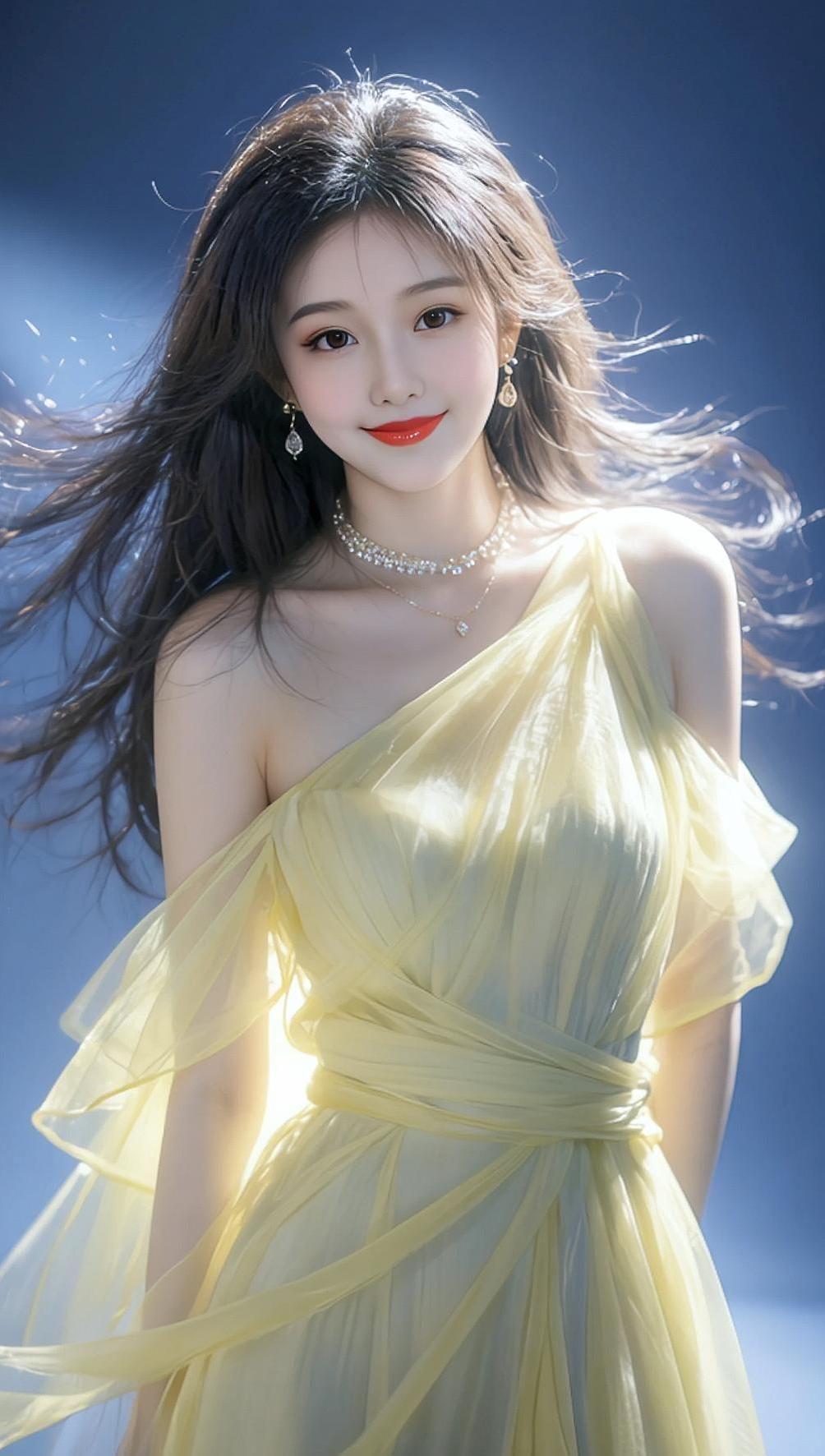 风是温柔的，光是温暖的，裙摆是会说话的。AI逆光黄裙影像氛围感唯美视觉震