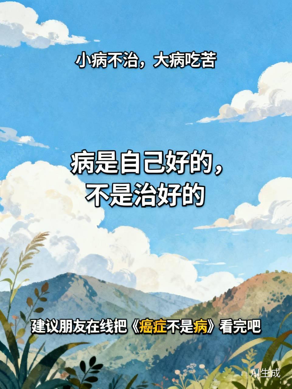 几十年前有个理念：小病不治，大病吃苦。可是小病不治，真的会变成大病吗？院士说我