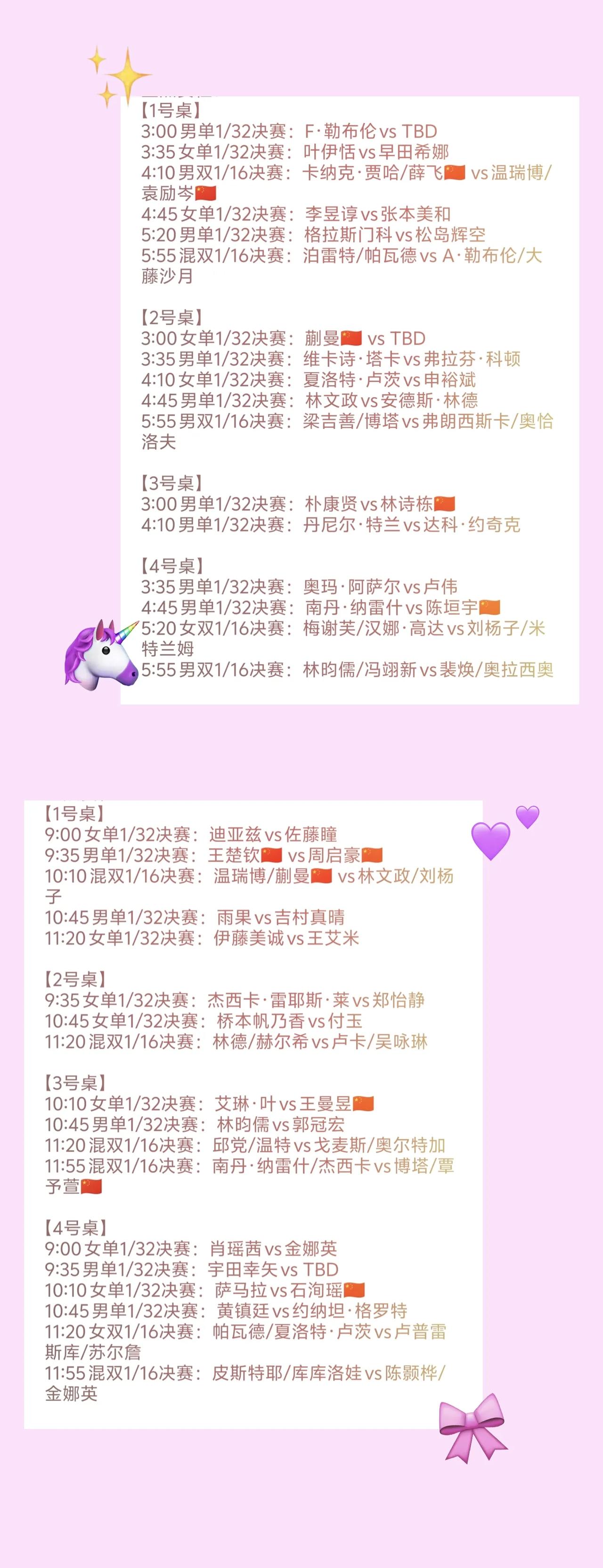 WTT美国大满贯比赛，今天（6月28日）8点30分，第三轮资格赛比赛将进行，
