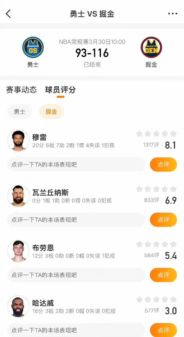 🏆约基奇25+15+8统治赛场！掘金第三节轰40分逆转勇士，豪取六连胜稳坐西