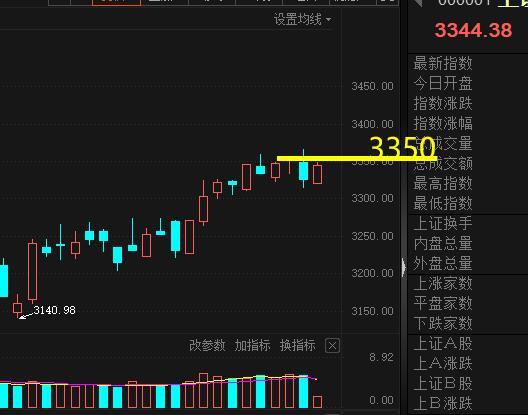 今天盯信大盘的3350一线，这是决定市场真强与假高的关键点。如果成功收复335