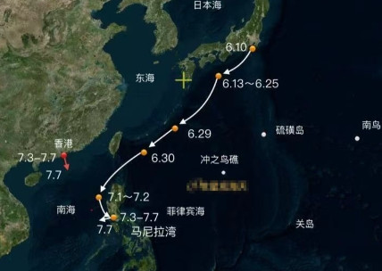山东舰离开香港，迅速进入南海区域，与美国华盛顿号航母舰队，来个面对面接触！7月3