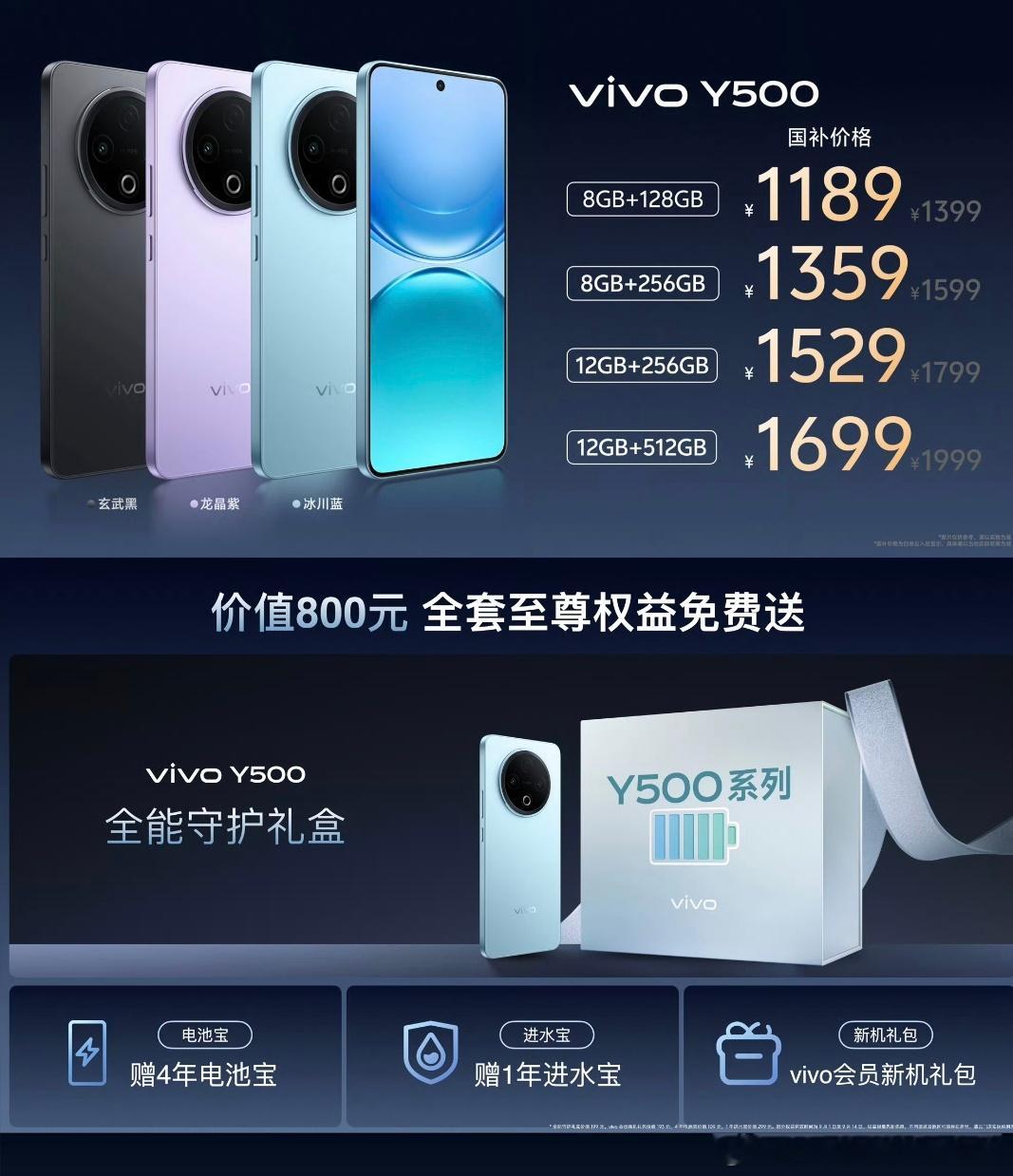 vivoY500发布，1399元起步，大家觉得怎么样？vivoY500四个配