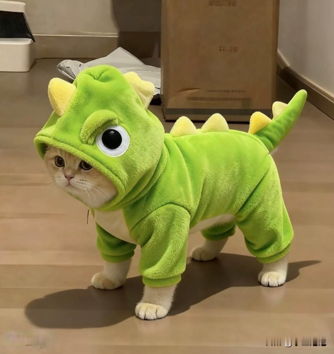 谁能想到给猫穿件衣服，居然闹出这事!降温了我给我家猫穿了件高领衣服，它直接不会