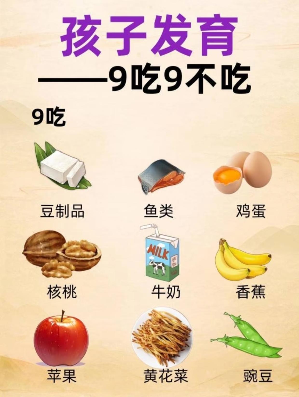 孩子发育的9个吃，9个不吃。孩子发育的9个吃，9个不吃