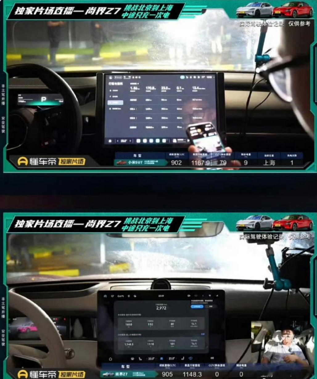 先看数据：6月22日这次懂车帝实测，尚界Z7Max+，CLTC标称续航905