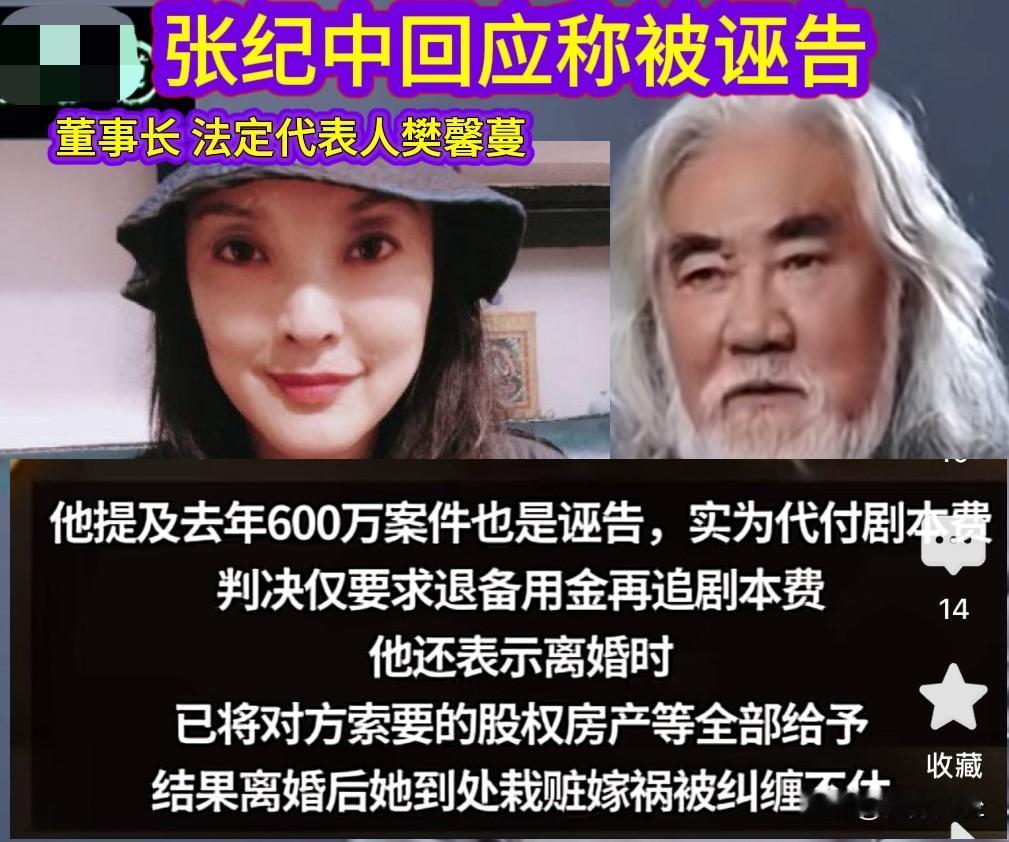 当今社会，打官司要用证据说话。张纪中的瓜又来了，针对离婚十年的前妻樊馨蔓的报案