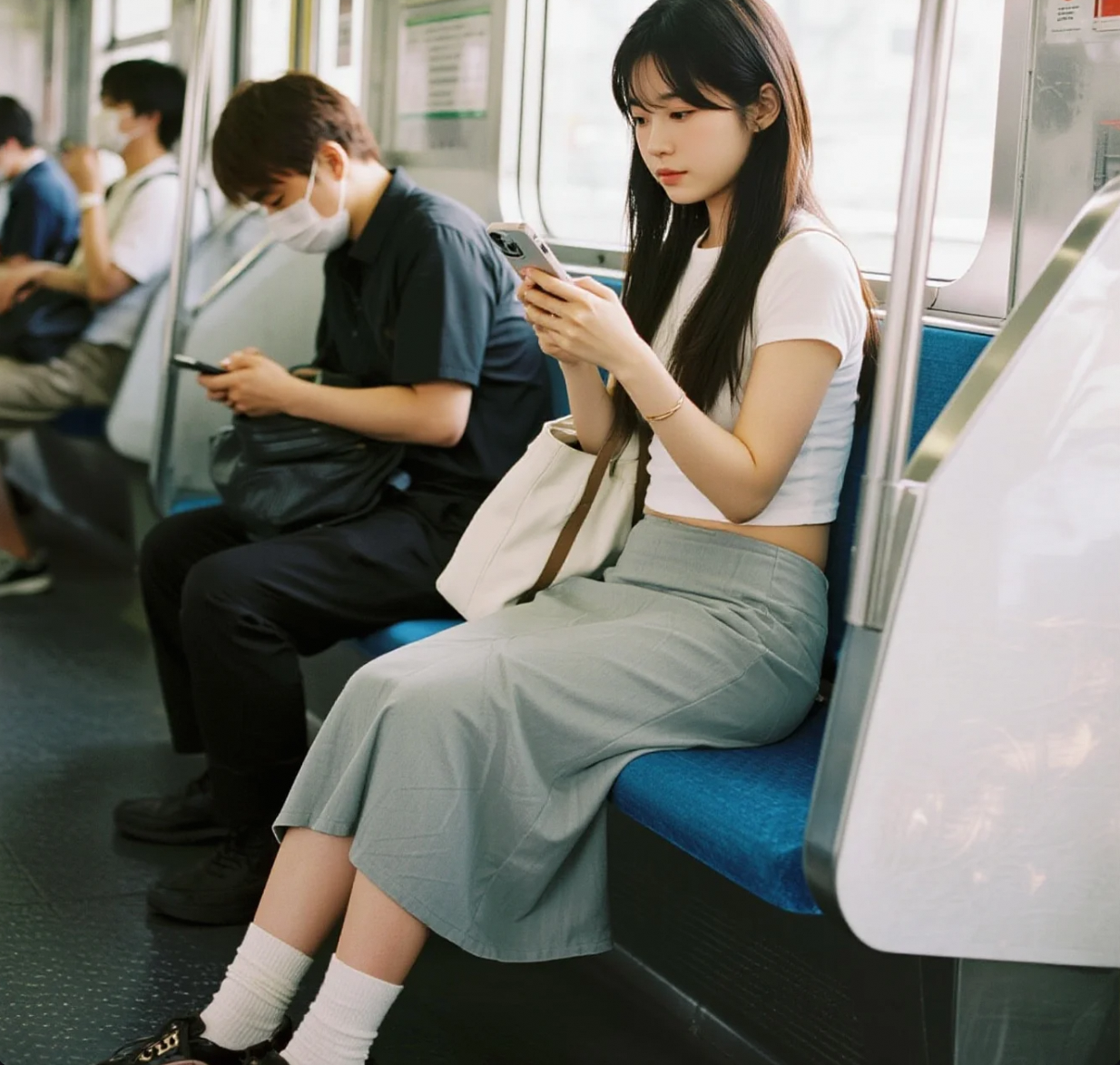 无需滤镜，繁忙地铁里的温柔写真