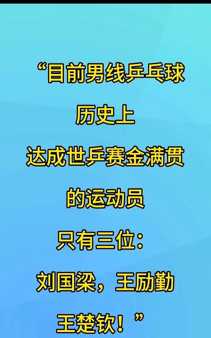 “金满贯”是指在世乒赛上获得单打，双打，混双和团体四项的冠军。目前男线乒乓球历