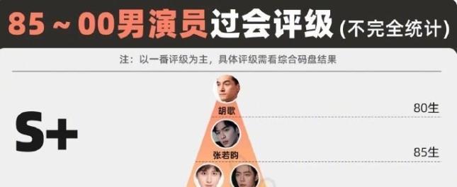 7位S+过会的演员胡歌，张若昀，肖战，成毅，赵丽颖，刘亦菲，杨紫，这几位本质上