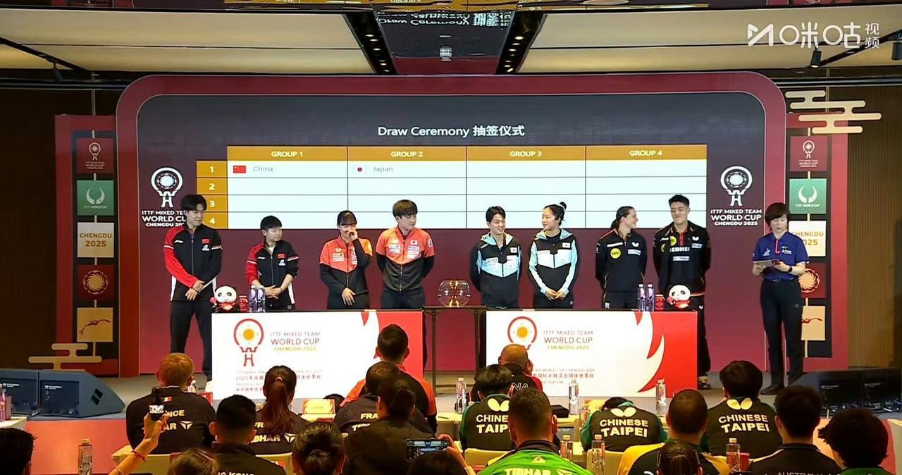 王楚钦、孙颖莎参加抽签仪式！参加抽签的还有张本兄妹，韩国选手申裕斌、安宰贤，德