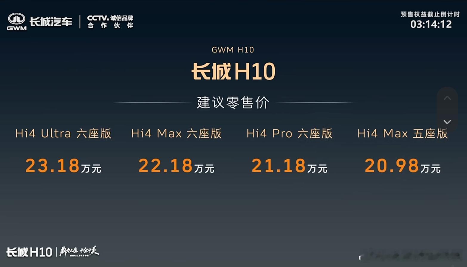 哈弗长城H10上市了：五座版：20.98万元；六座版：21.18～23.18万元