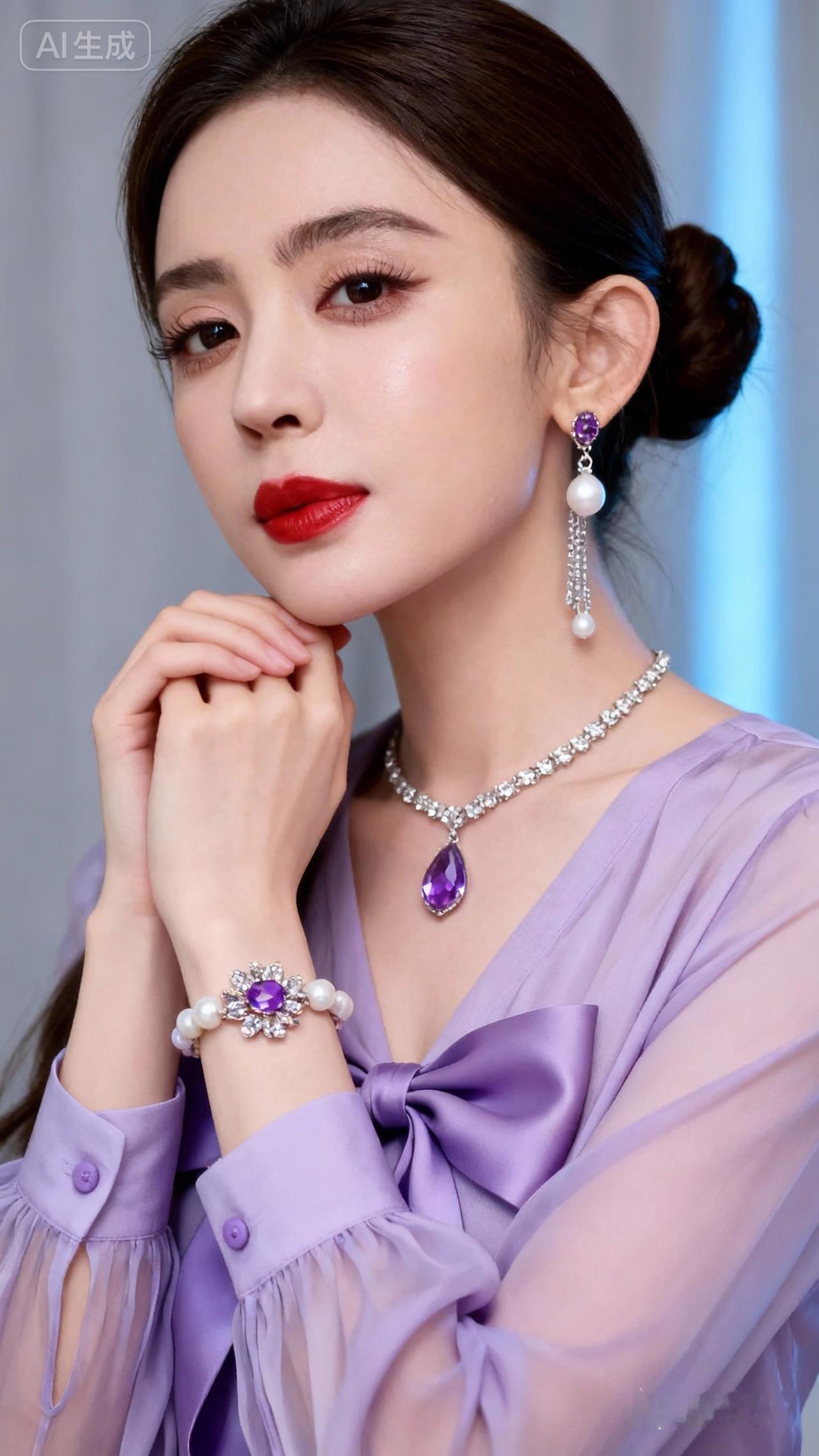 优雅紫色穿搭，珠宝配饰点缀，尽显女性魅力！💄✨