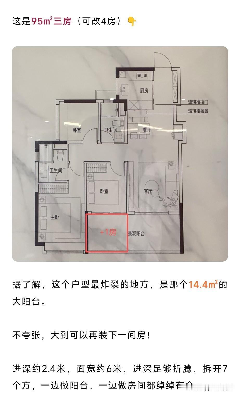 中介推荐真的是一言难尽！说蕉门某新盘95方可以搞四房，看了一下就是把大阳台改成房
