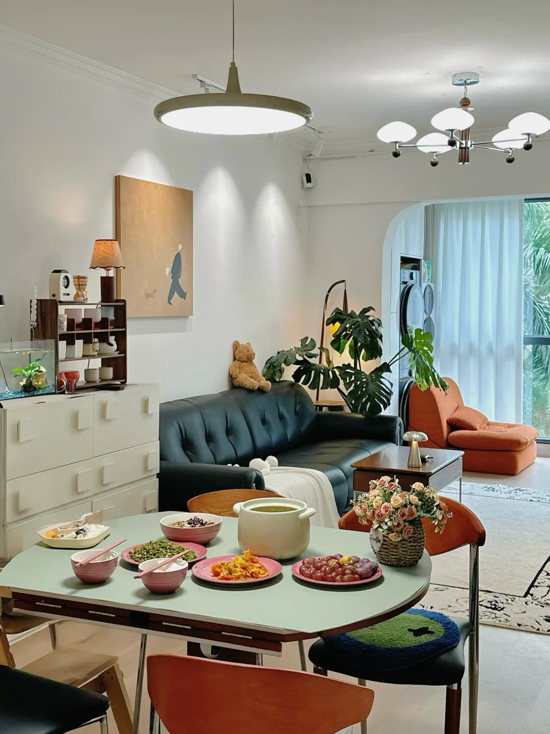 抄作业啦！65㎡客餐厅一体显大又实用！