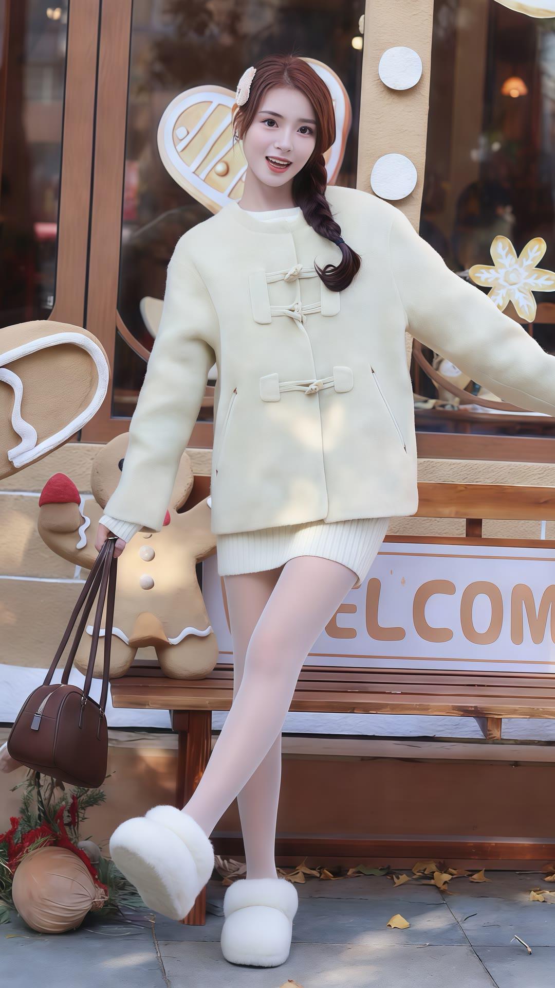 冬日穿搭指南：米色毛衣+毛绒拖鞋，温暖又时尚！🌟👗👟